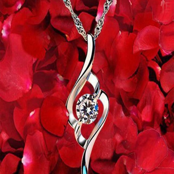 3pcs New Design Cubic Zirconia Decor Heart Shaped Necklace & Earrings Set, - Picture 3 of 7